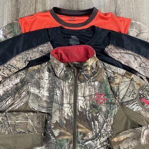 Lot of 3 Realtree Hunting Men's L Camo Softshell Jacket 2 Performance Shirts